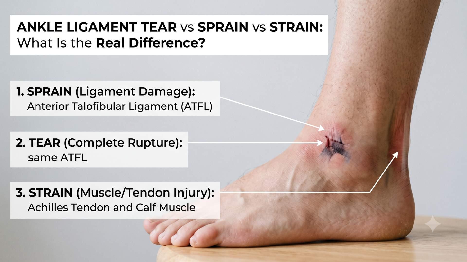 Ankle Ligament Tear vs Sprain vs Strain Recovery Guide